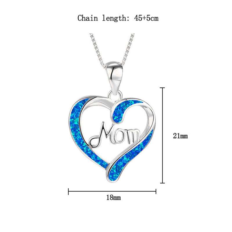 Love-shaped MOM Letter Pendant Necklace Mother's Day Gift Jewelry - Minihomy