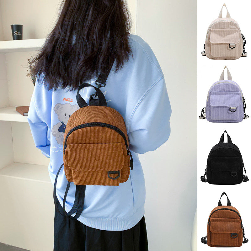 Girls' Corduroy Backpack - Small School Bag for Teens