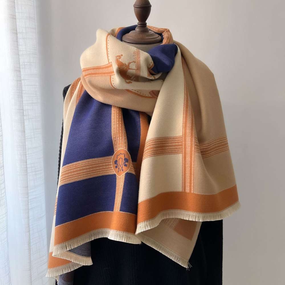 Color Blocking and Matching Cashmere Scarves for Women - Minihomy