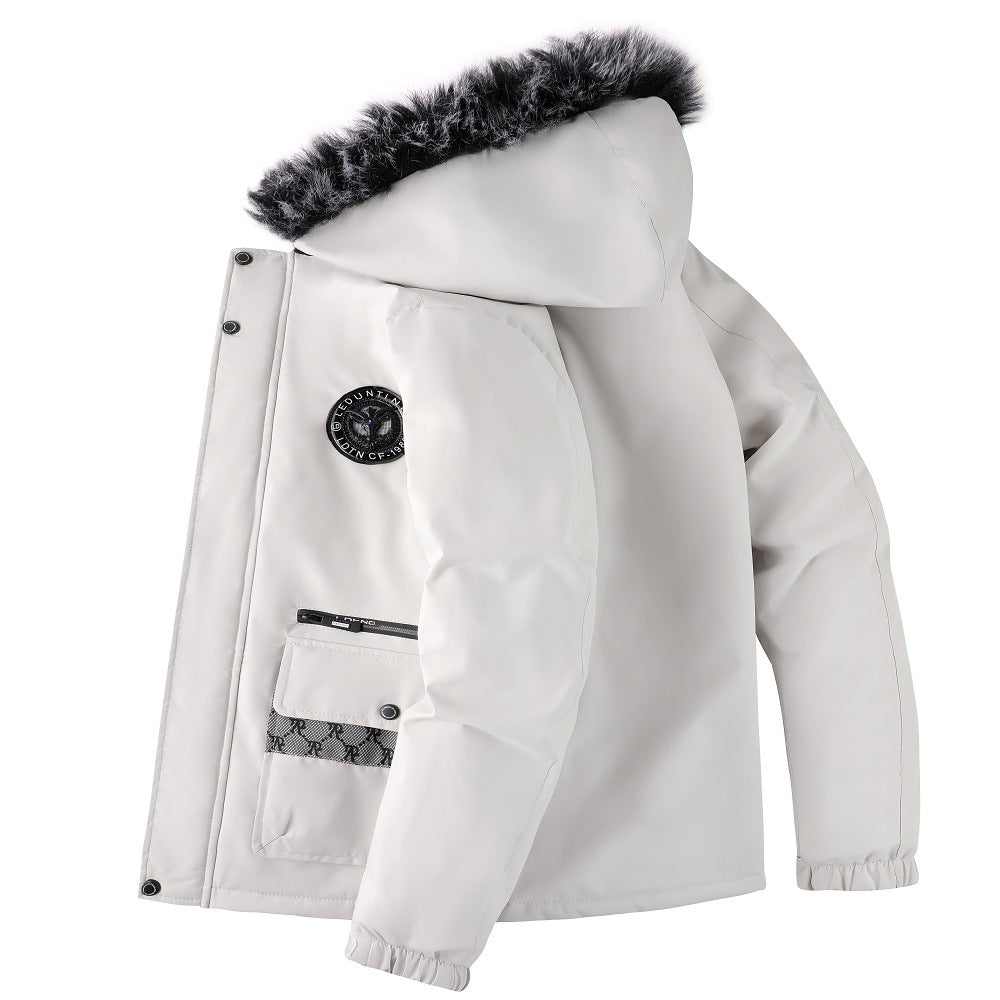 Men's Hair Collar Padded Thickened Cotton Coat Jacket: Stay Warm in Style - Minihomy