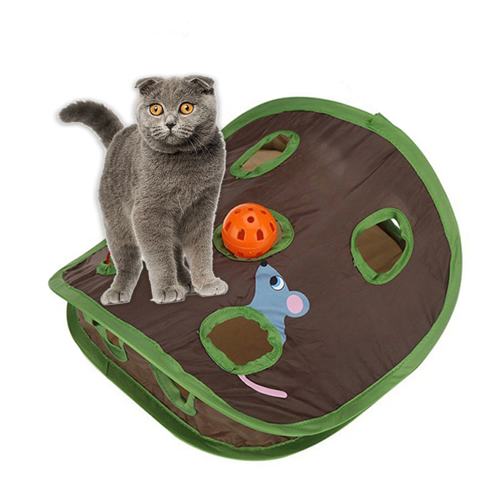 Cute Pet Cat Interactive Hide and Seek Game Tunnel Mouse Hunt Toy - Minihomy