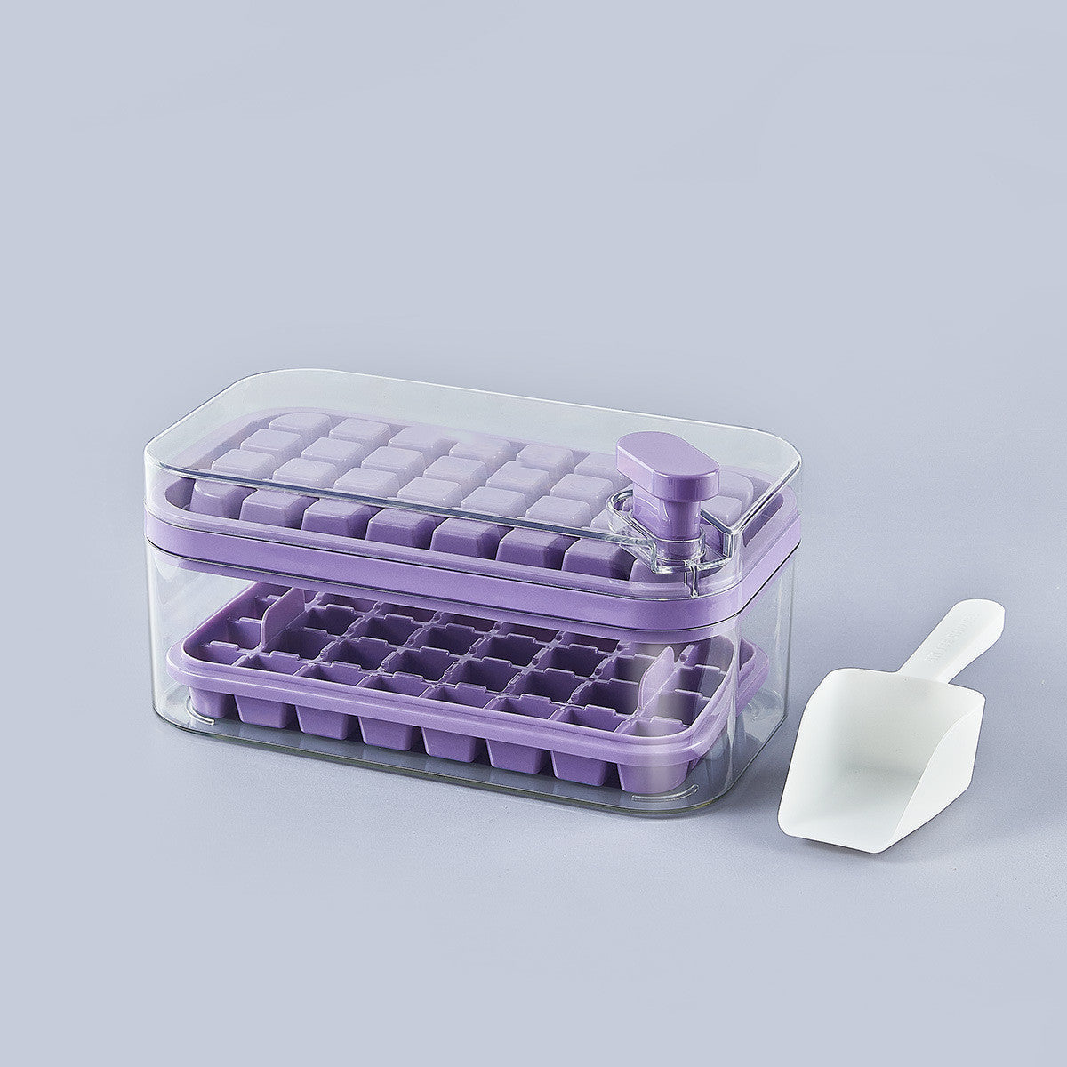 One-Button Press Type Ice Mold Box - Ice Cube Maker with Storage Box and Lid - Minihomy