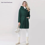 Woman Cotton Dress Coat - Solid Color Hooded Warm Jacket