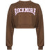 Harajuku Letter Printed Brown Cropped Sweatshirt Women Tops - Minihomy