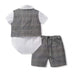 Baby Boy Gentleman Suit Romper Vest Shorts Bow Tie - Minihomy