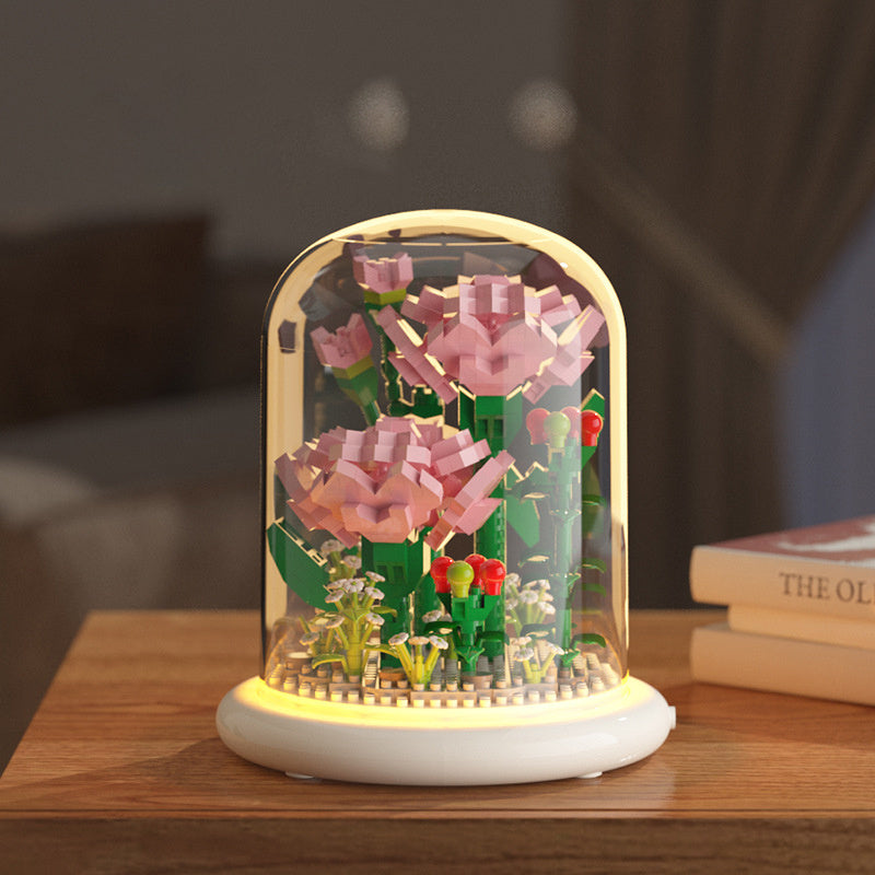 Building Block Flower Eternal Rose Small Particle Building Block Assembly Toy Gift Desktop Decoration - Minihomy