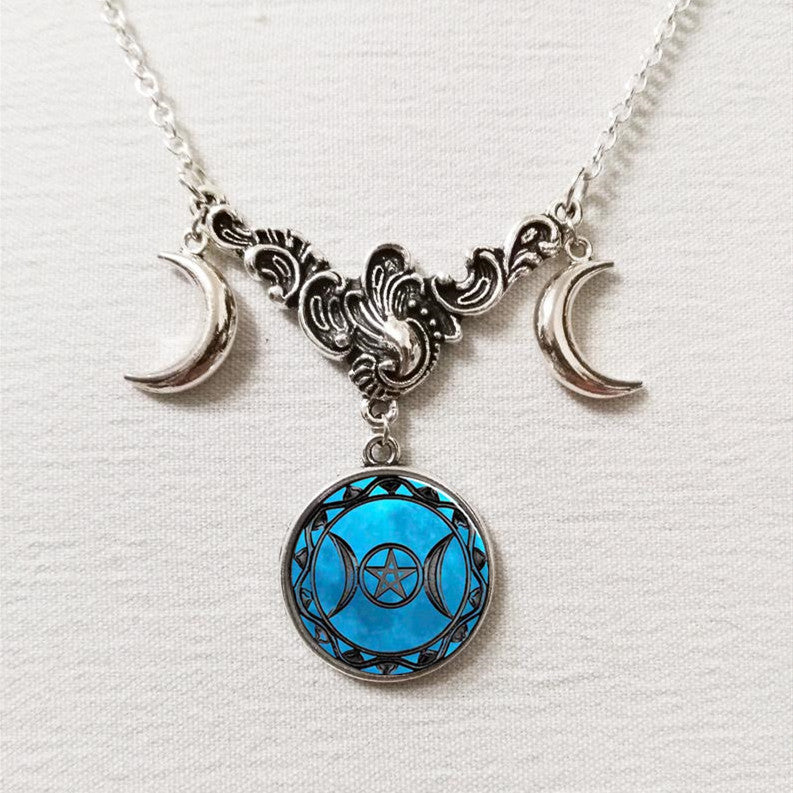 Triple Moon Silver Necklace