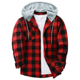 Hooded Plaid Shirt Men's Casual - Minihomy