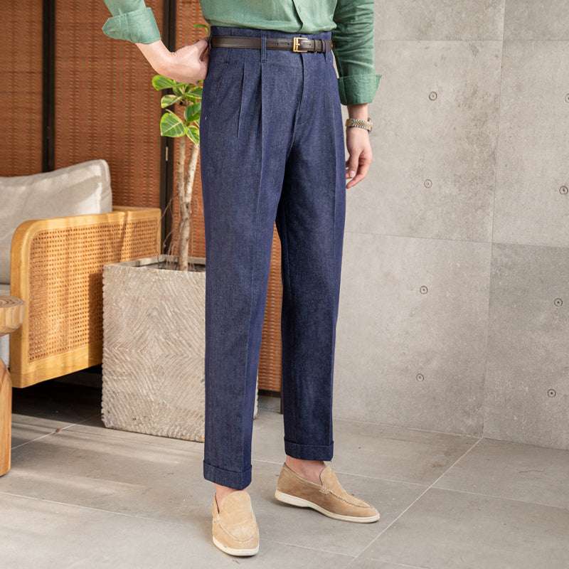 All-match Cotton Casual Denim High-waisted Pants - Minihomy