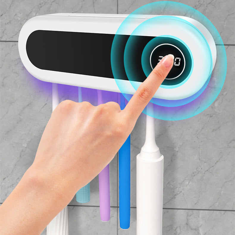 Smart Toothbrush Holder with UV Sterilizer, Toothpaste Dispenser & Squeezer - Wall Mounted Bathroom Organizer