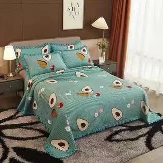 Crystal Velvet Bed Cover With Warm Quilted Sheets Korean Style - Minihomy