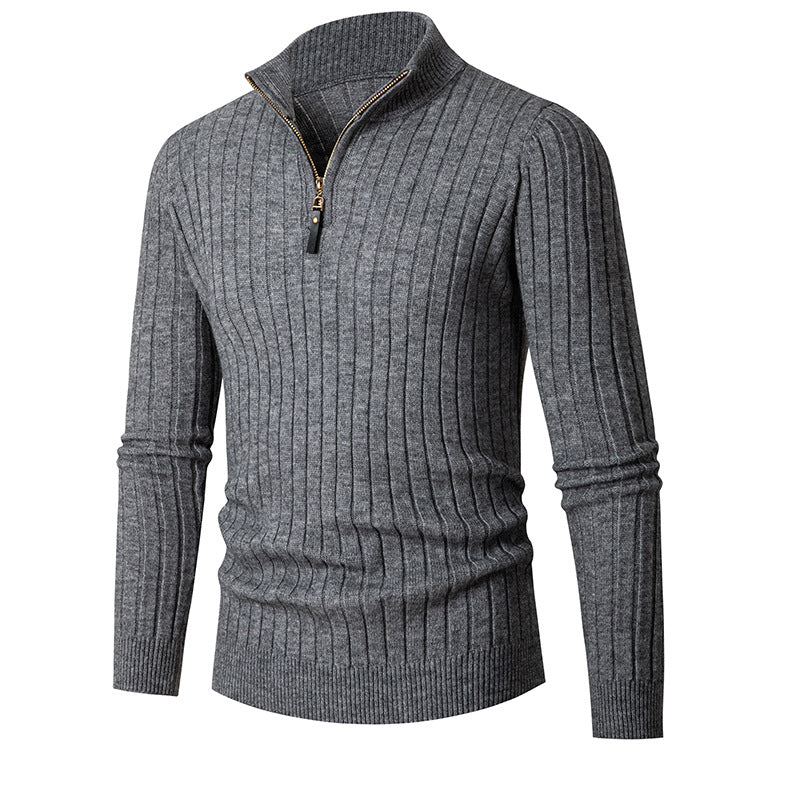 Men's Long-sleeved Half-turtleneck Zip-up Sweater - Minihomy