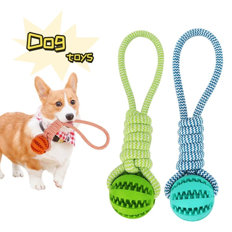 Interactive Dog Toys Set - Treat Rope Rubber Leaking Balls for Small to Medium Dogs - Minihomy