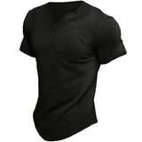 Men's Casual Solid Color Button Sleeve Top - Minihomy