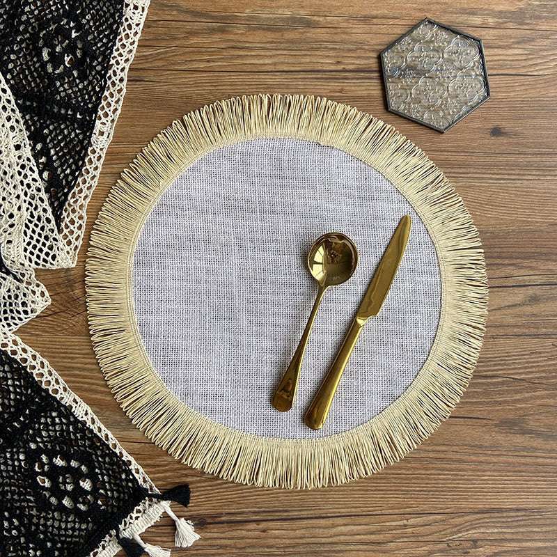 Handwoven Jute Placemats with Tassels - Boho Home Decor