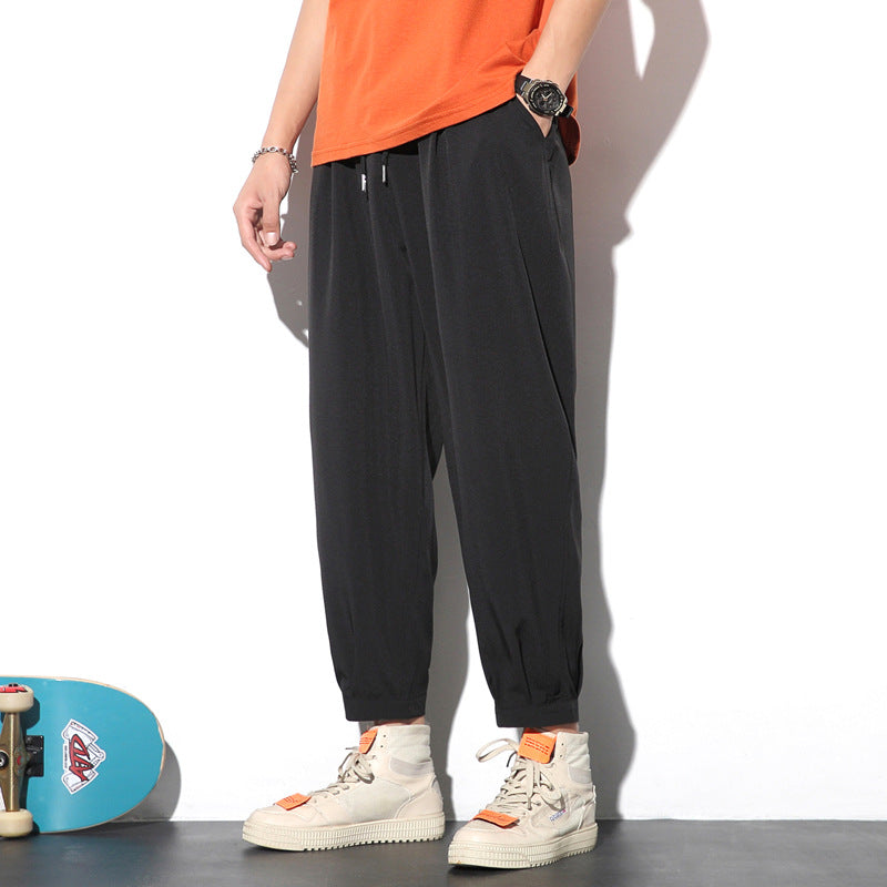 Drawstring Pants - Summer Casual Ice Silk Trousers for Men - Minihomy