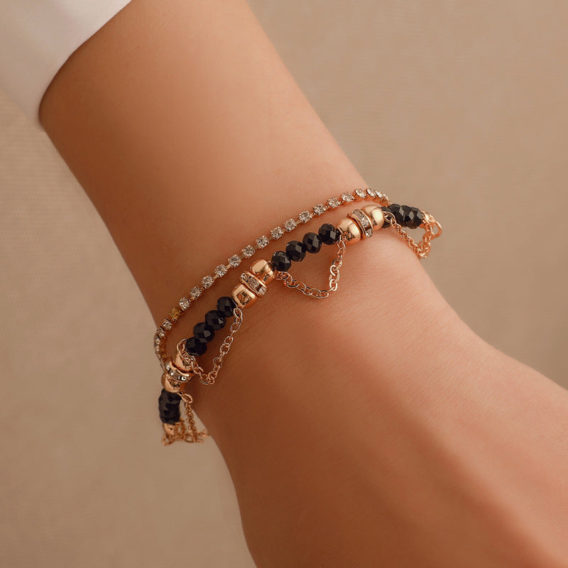 Ethnic Style Beaded Diamond Tassel Bracelet - Minihomy