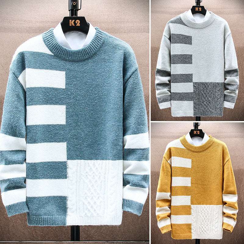 Men Casual Round Neck Long-sleeved Sweater - Minihomy