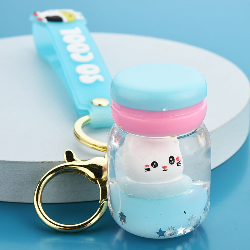 Floating Kitten Macaron Quicksand Keychain - Minihomy