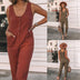 Beauty Clothing Solid Color Buttons Casual Jumpsuit - Minihomy