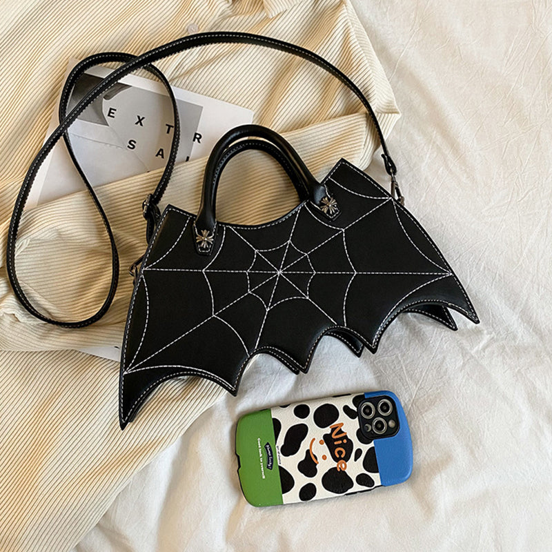 Halloween Spider Web Shape Shoulder Bags Personality Batgirl Messenger Crossbody Bag - Minihomy