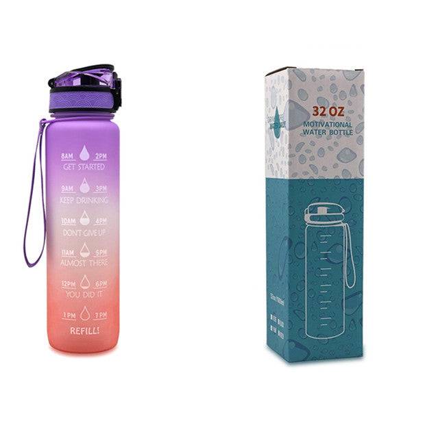 1L Tritan Water Bottle with Time Marker & Bounce Cover - Leakproof Bottle for Sports, Fitness, Cycling - Minihomy