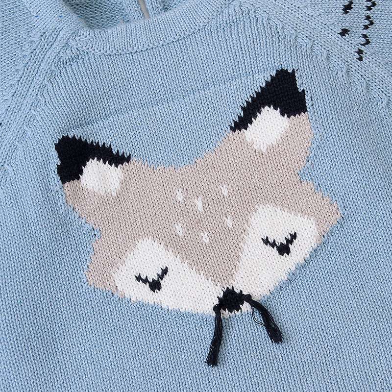 Autumn and Winter Long-Sleeved Fox One-Piece Triangle romper - Minihomy