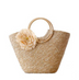 Natural straw handbag wood Rattan handle woven bag - Minihomy