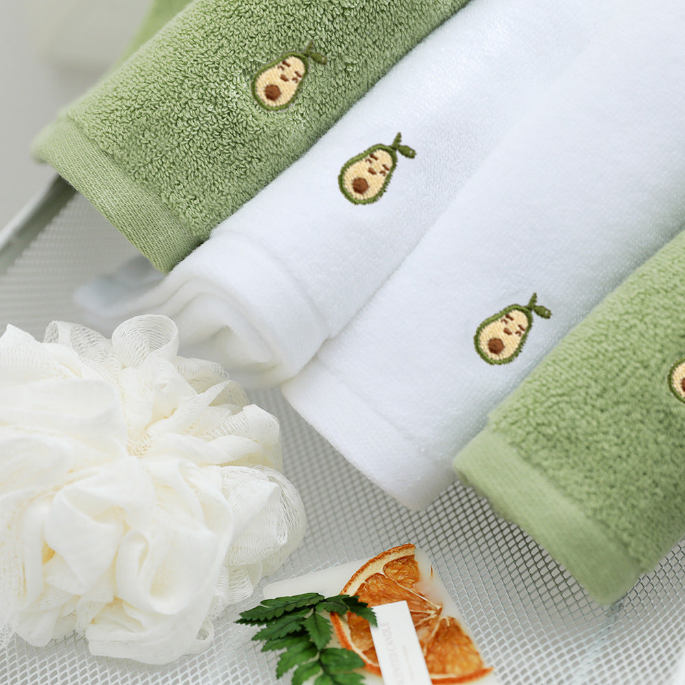 Full Embroidery Avocado Cotton Bath Towel - Minihomy