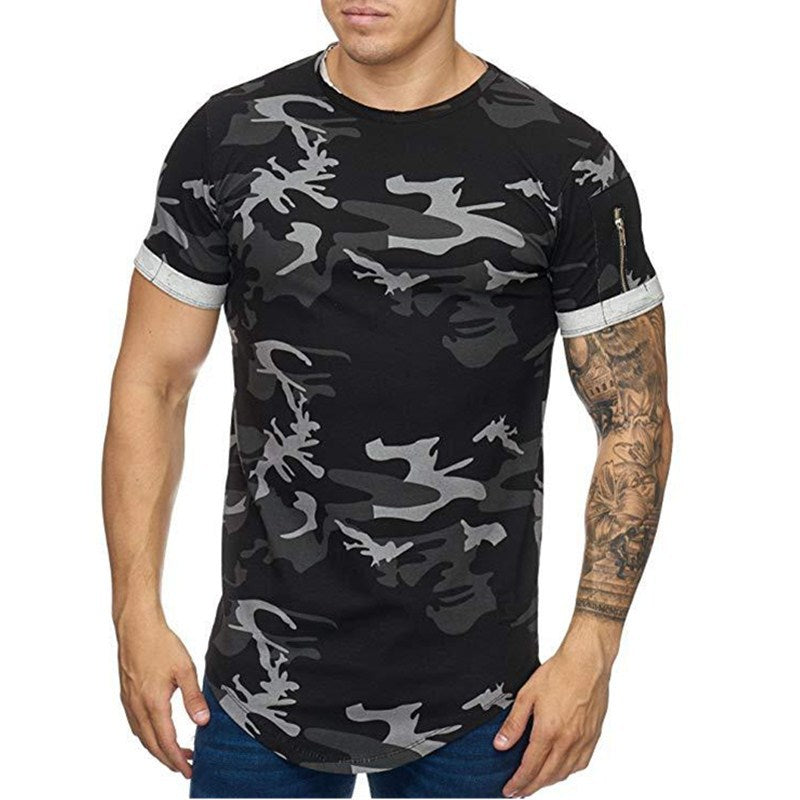 Men's T-shirt Camouflage Gradient Printing Casual Men's Short Sleeve T-shirt - Minihomy