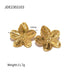 French Royal Style Dull Vintage Gold Stainless Steel Flower Metal Stud Earrings - Minihomy