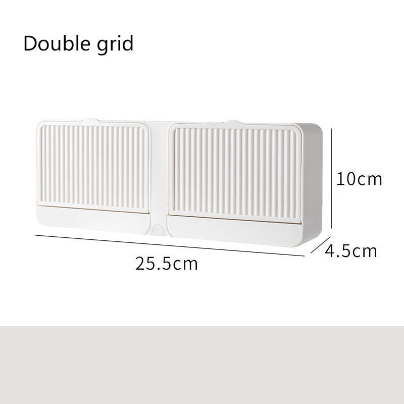 Double Grids Soap Storeage Box Wall Puch Free Drain Soap Holder - Minihomy