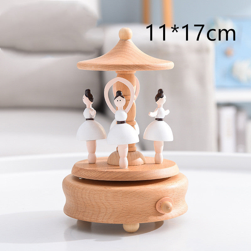 Music Boxes Innovative Rotating Musical Box Wooden Music Box Table Decoration - Minihomy