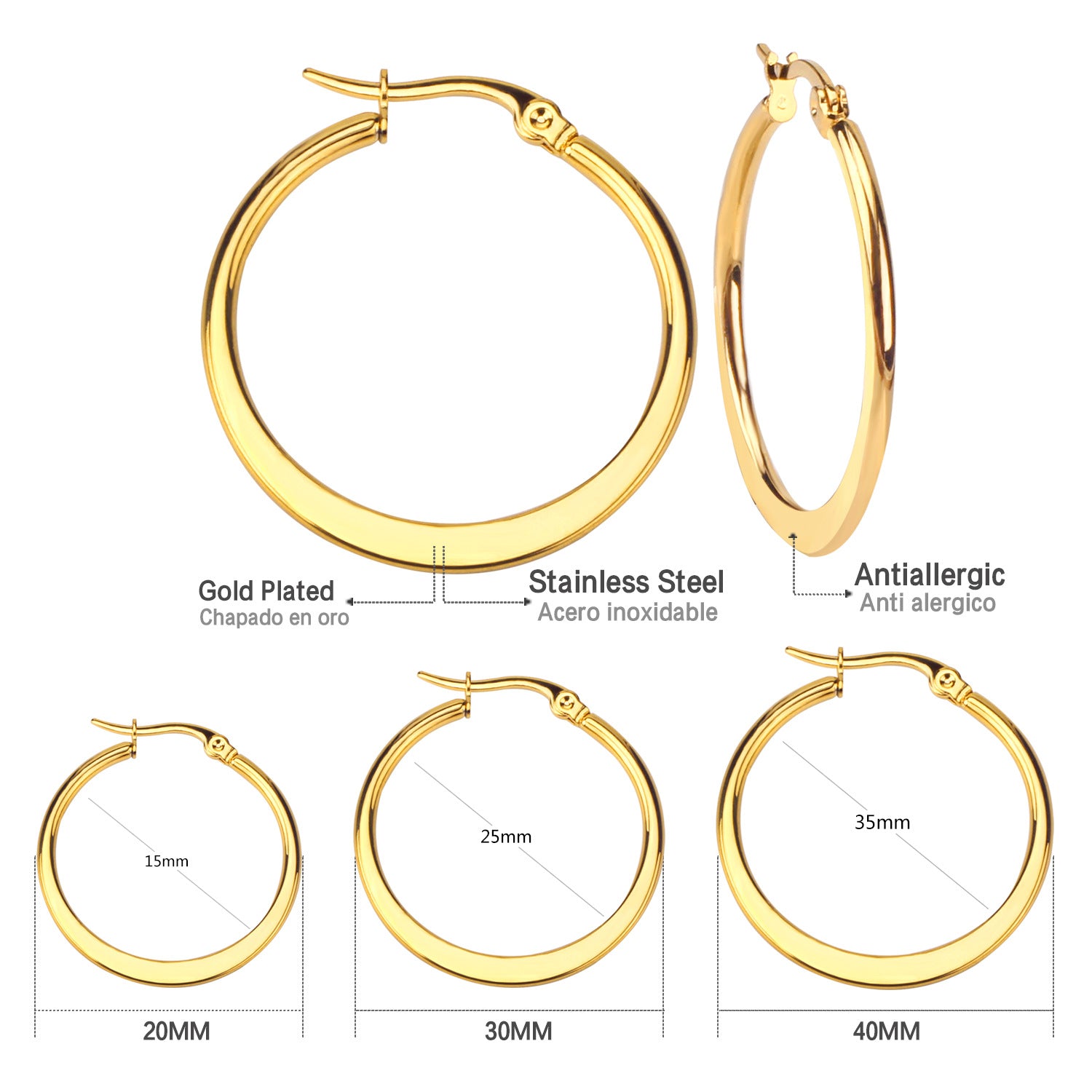 Fashion Simple Round Geometric Stainless Steel Love Heart Hoop Earrings - Minihomy