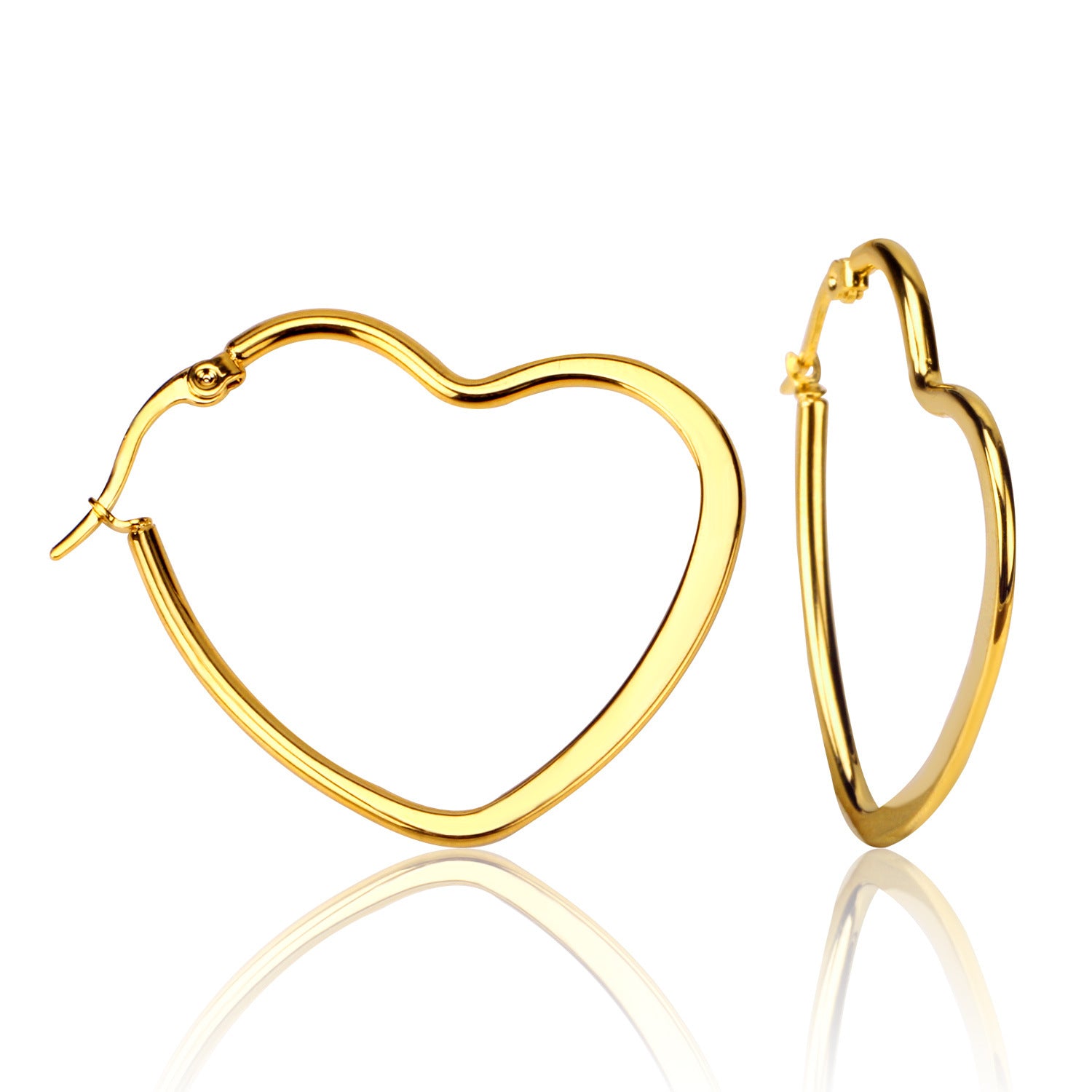 Fashion Simple Round Geometric Stainless Steel Love Heart Hoop Earrings - Minihomy