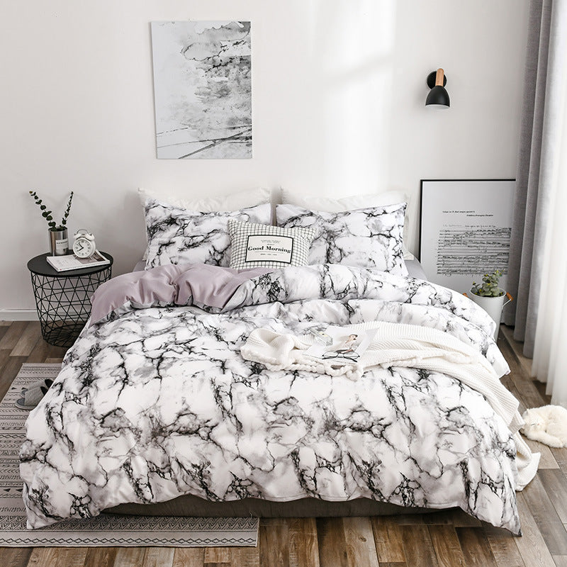 Marble patterned plain duvet cover sheets - Minihomy