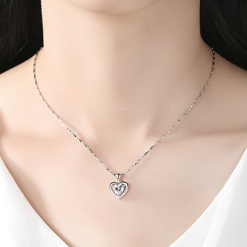 925 Heart-shaped Rhinestones Personalized Necklace For Women: A Symbol of Elegance and Romance - Minihomy