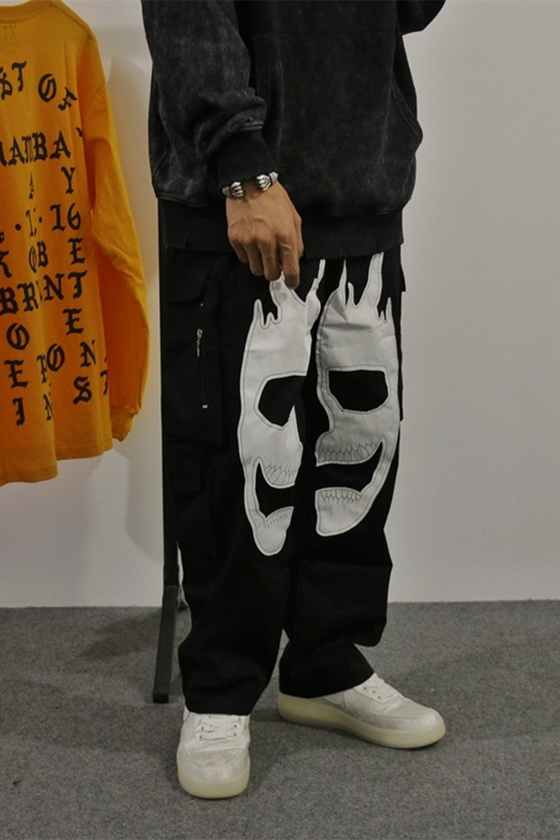 Patch Panel Skull Cargo Pants - Minihomy