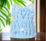 Cute Cat Ears Hair-Drying Towel Bath - Minihomy