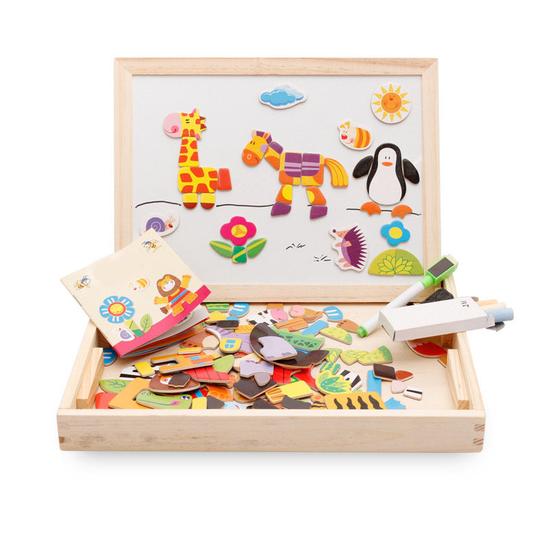 Multifunctional Magnetic Kids Puzzle Drawing Board Educational Toys Learning Wooden Puzzles Toys For Children Gift - Minihomy