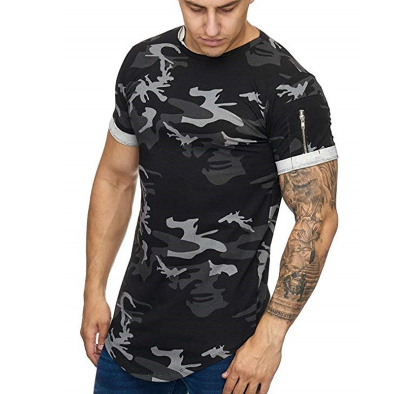 Men's T-shirt Camouflage Gradient Printing Casual Men's Short Sleeve T-shirt - Minihomy