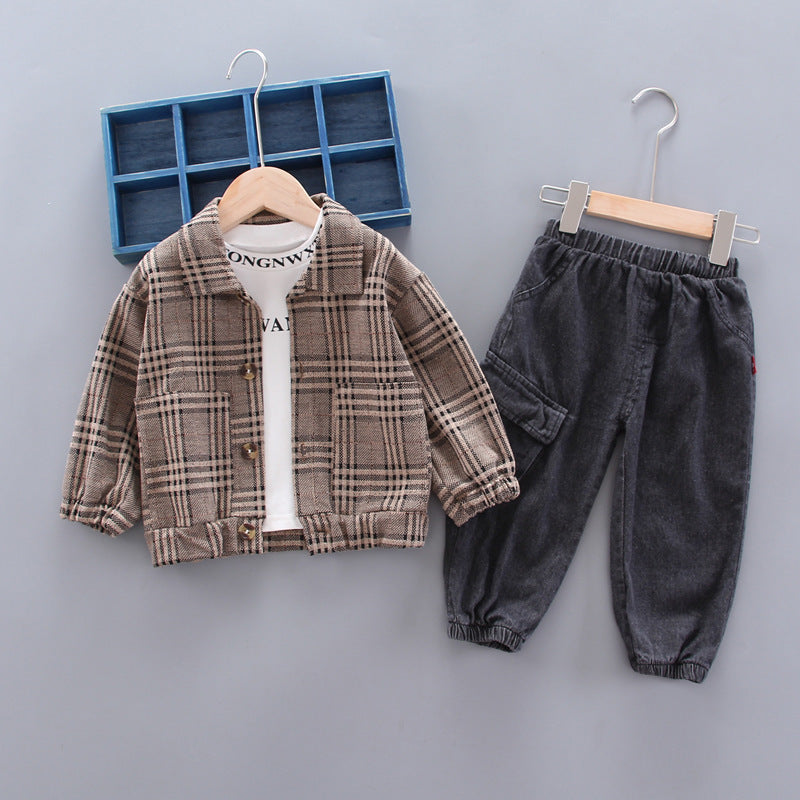 Baby boy long sleeve plaid suit - Minihomy