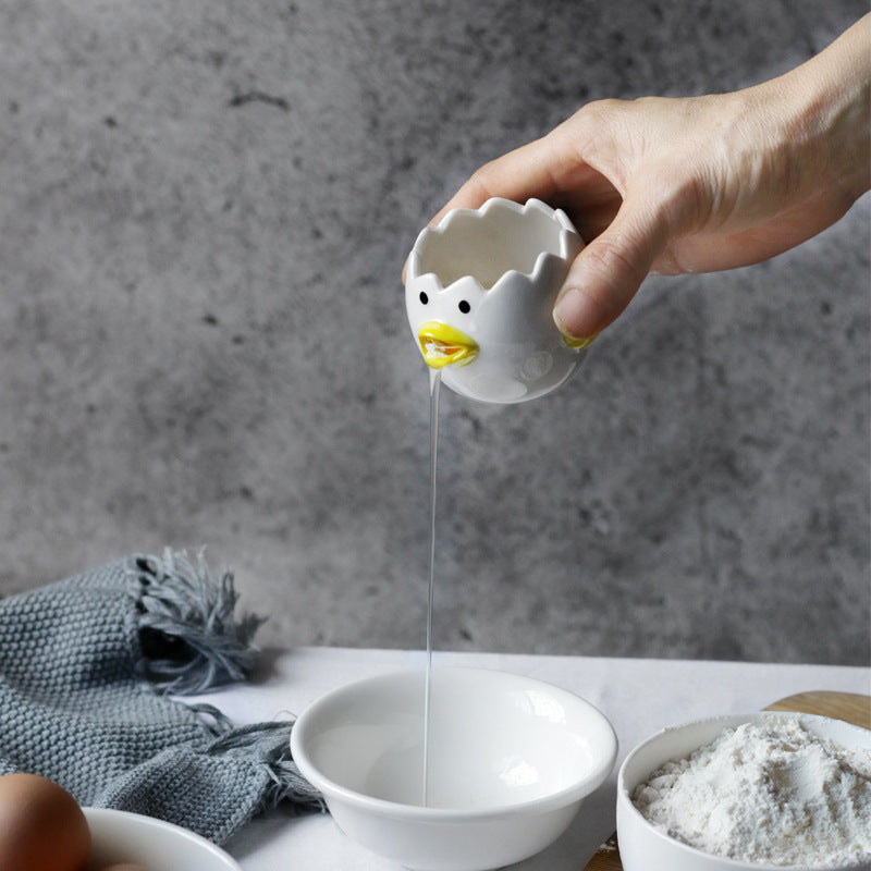 Cute Chicken Ceramic Egg White Separator - Practical Kitchen Tool - Minihomy