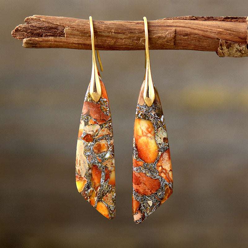 Bohemian Emperor Stone Geometric Pendant Earrings - Minihomy