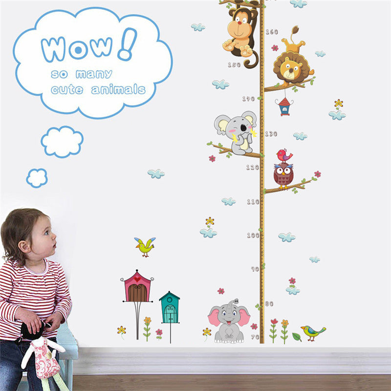 Cartoon Animals Height Measure Wall Sticker Decor Wall Art - Minihomy