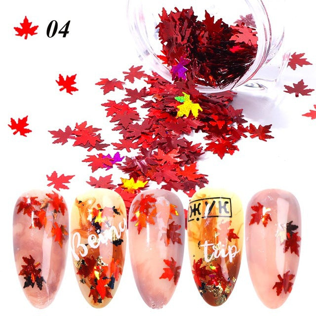 Gradient Maple Leaf Nail Sequins: Add a Touch of Autumn Glam - Minihomy