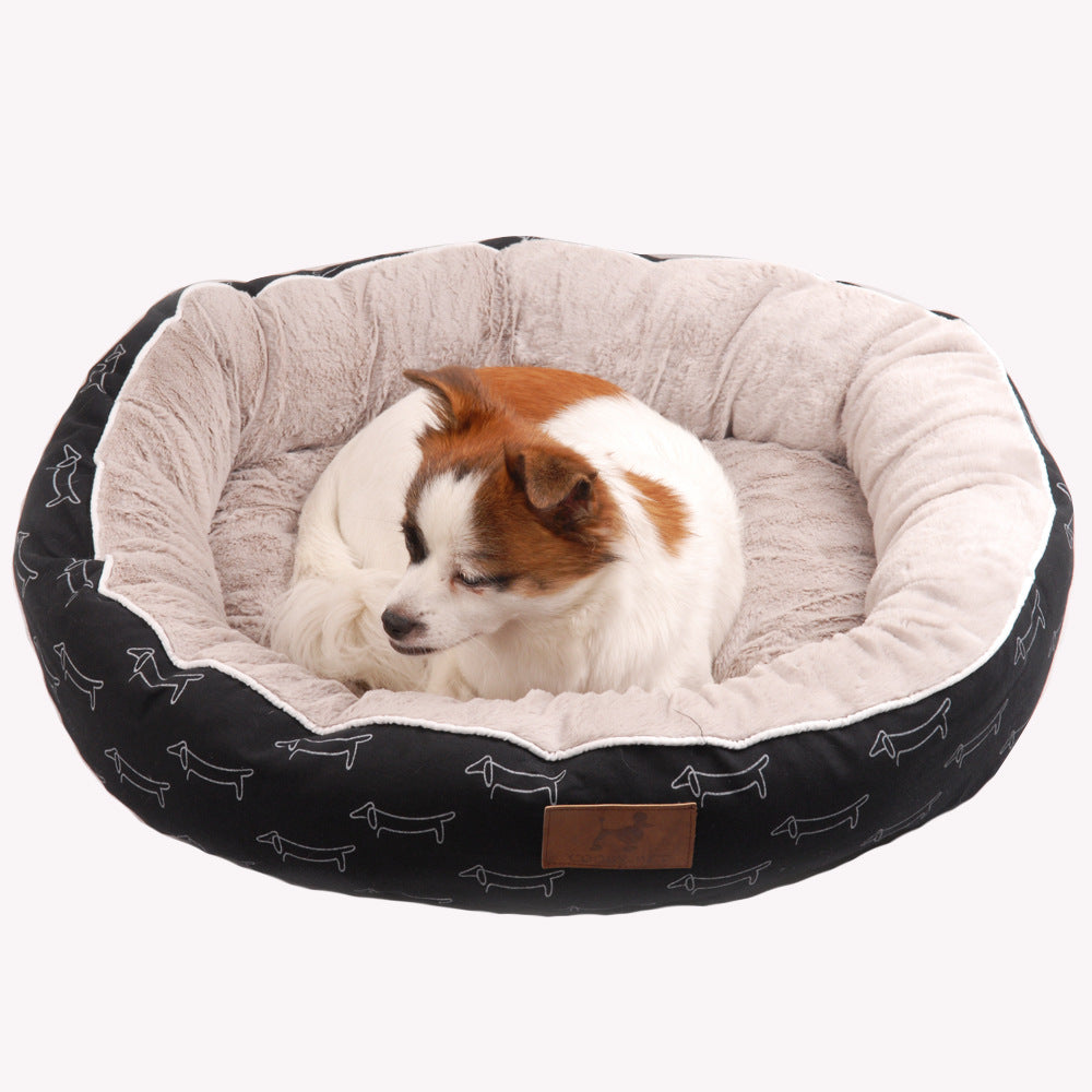 Cozy Round Dog Bed - Black Removable Cover - Minihomy