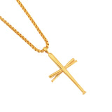 Baseball bat cross hip hop necklace - Minihomy