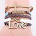 Love pendant faith letter jewelry multi-layer woven rope bracelet - Minihomy