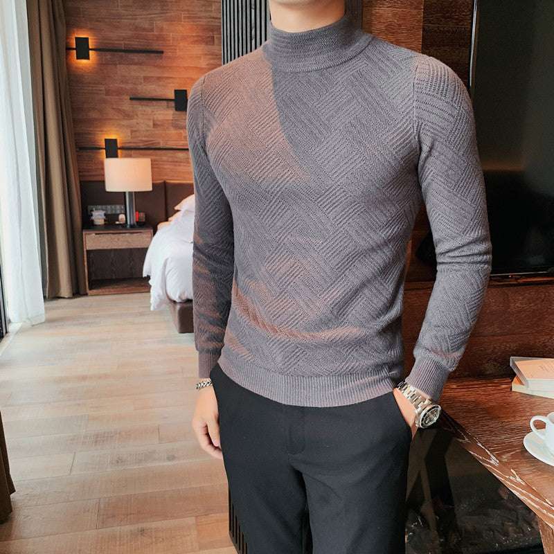 Men's Casual Solid Color Slim-fit Half Turtleneck Sweater: Elevate Your Winter Wardrobe - Minihomy